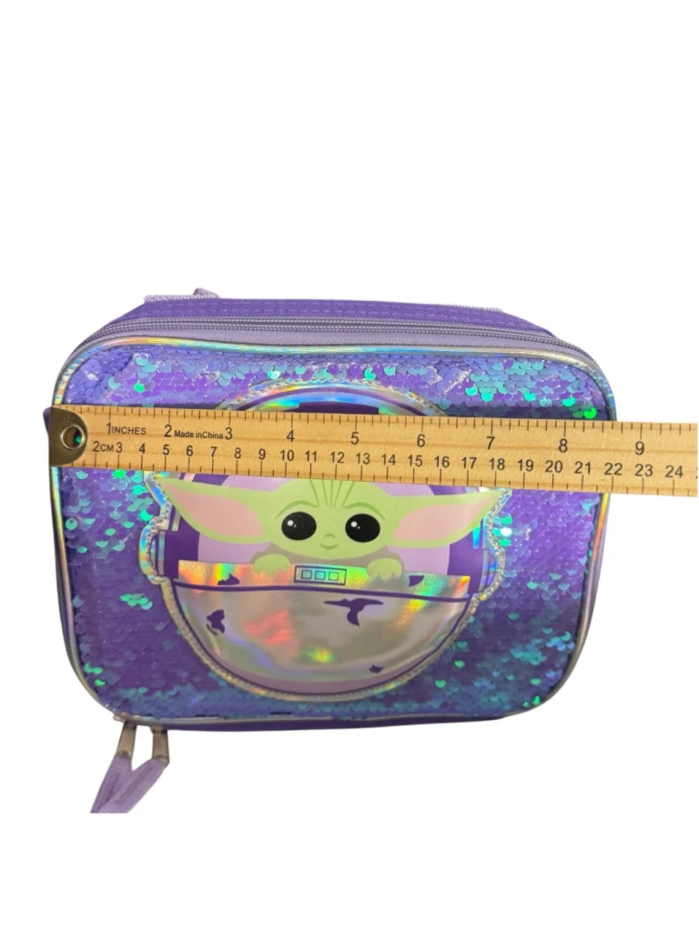 Disney Star Wars Purple Sequin Grogu Baby Yoda Backpack & Lunch Bag Set